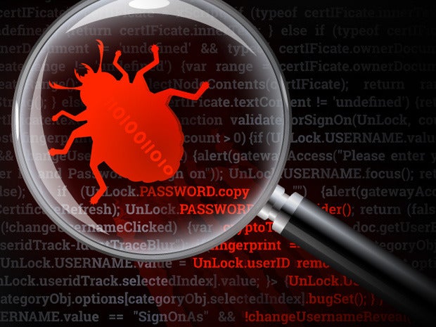 malware bug virus security magnifying glass detection
