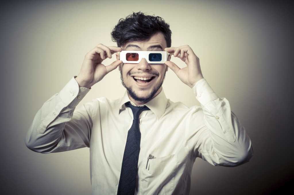 young man with 3-D glasses