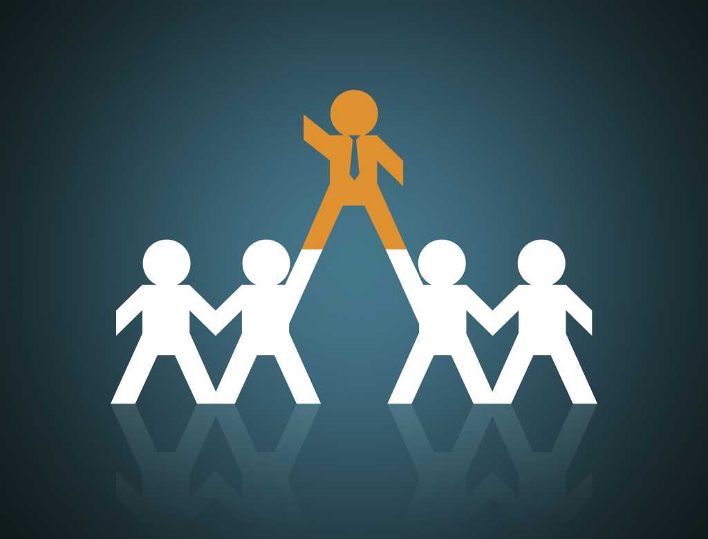 cutout paper people showing teamwork cooperation boost lift