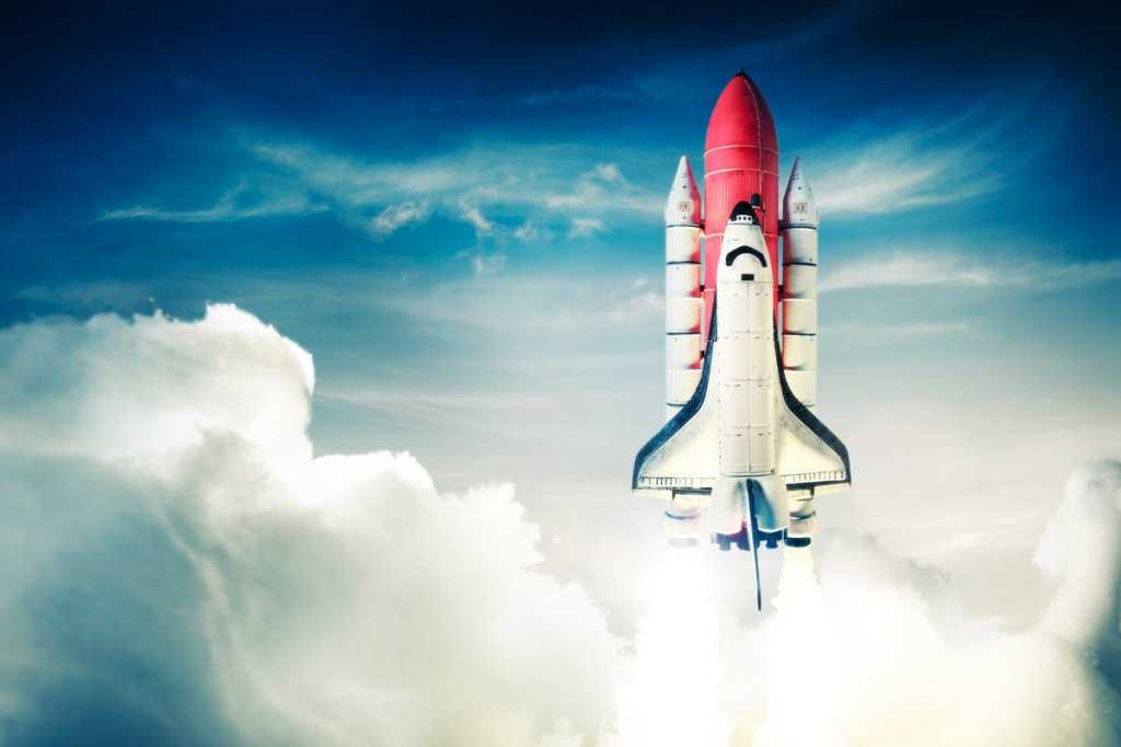 2 to boldly go rocket space clouds