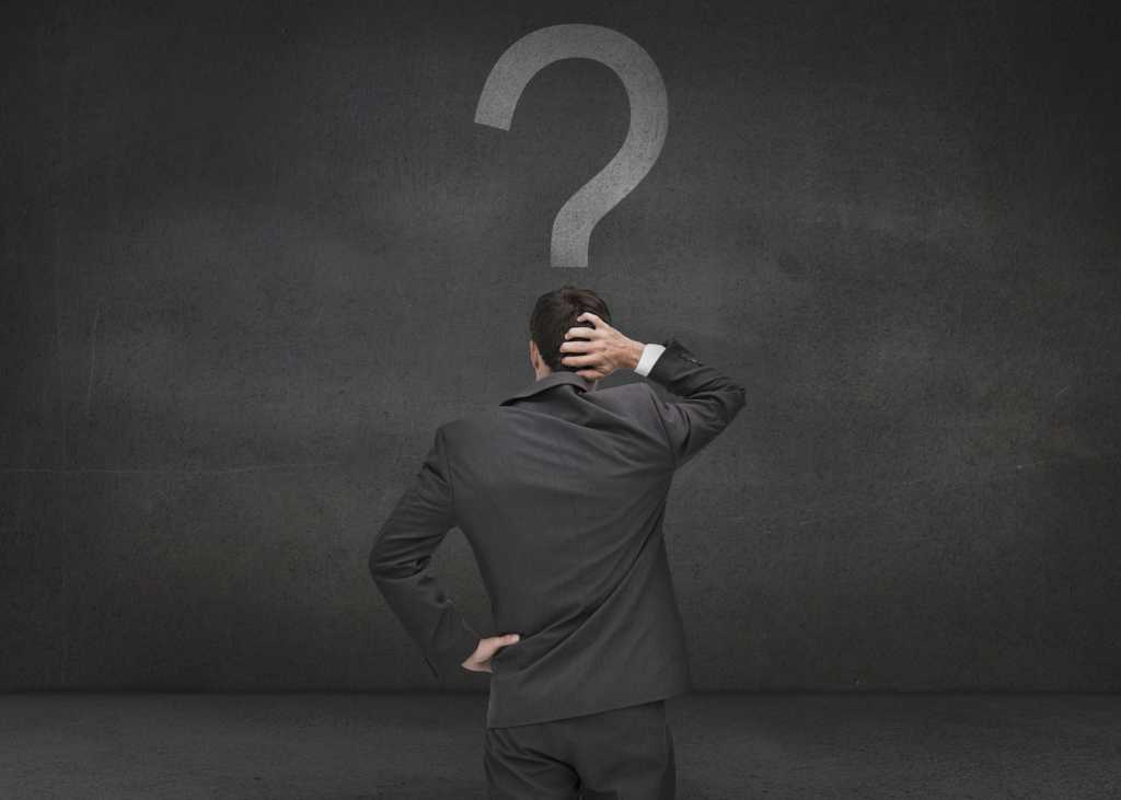 Thoughtful businessman question