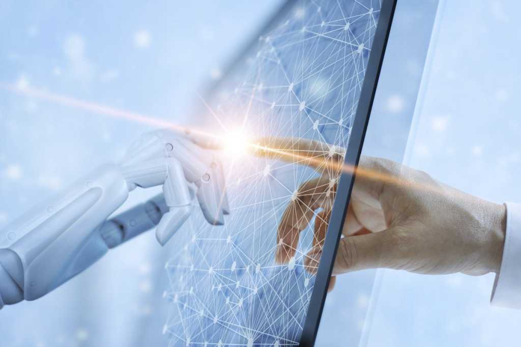 ai vendor relationship management artificial intelligence hand on virtual screen