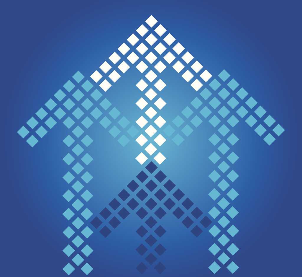 Graphic blue arrows pointing up for growth