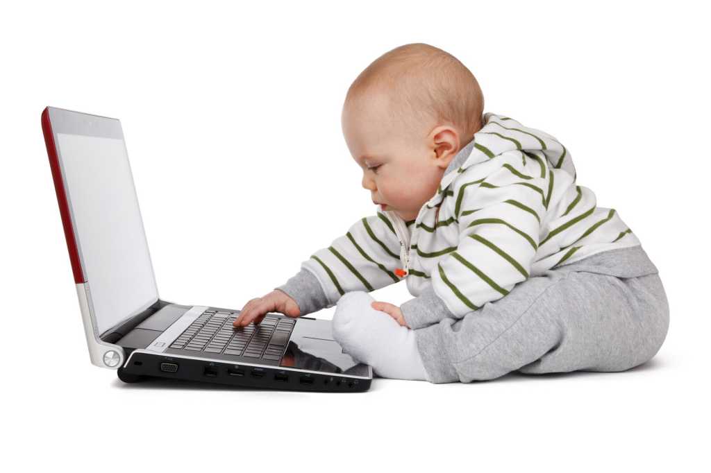 baby working on a laptop