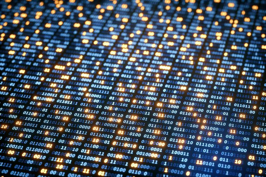 blue and orange binary code matrix