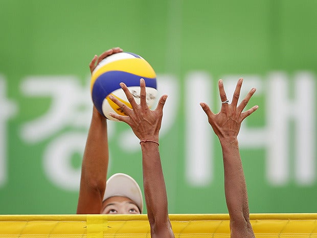 blocked shot volleyball