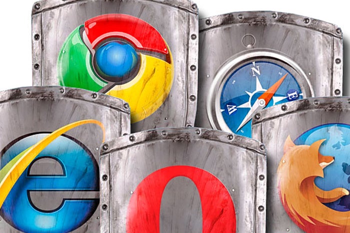 browser wars shields with logos at battle