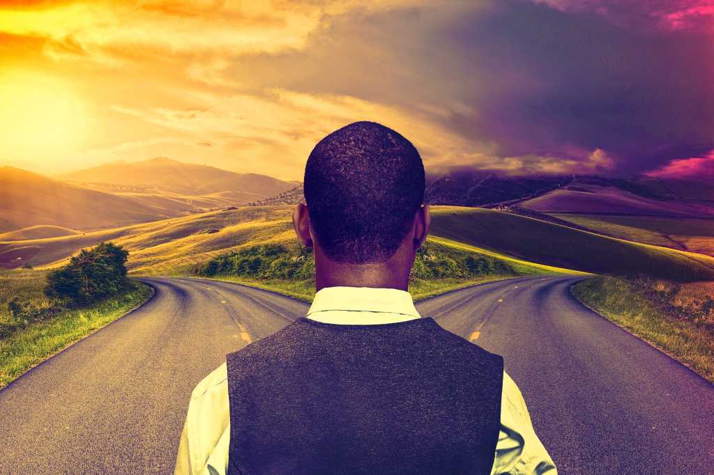 crossroads / forked roads / different paths / choice / uncertainty / choosing a direction