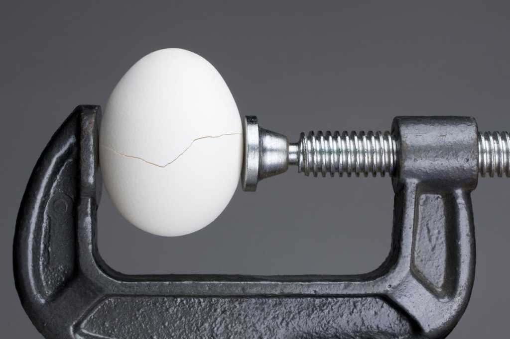 egg in vice grip stress strength cracked egg