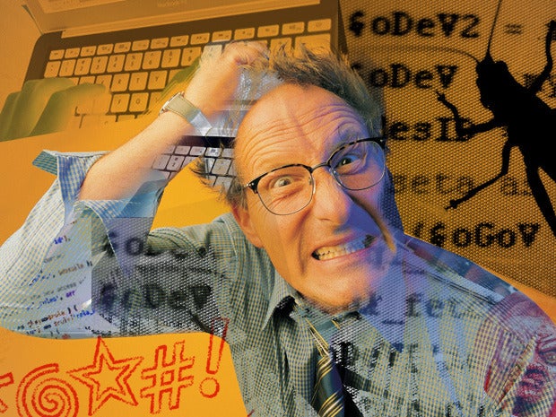 A man pulling his hair out