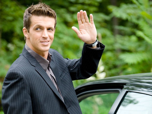 goodbye business man leaving work wave adios