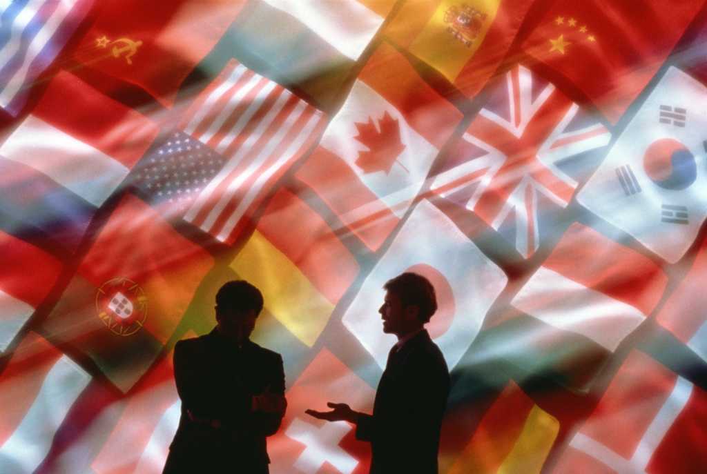 international flags / global business discussion
