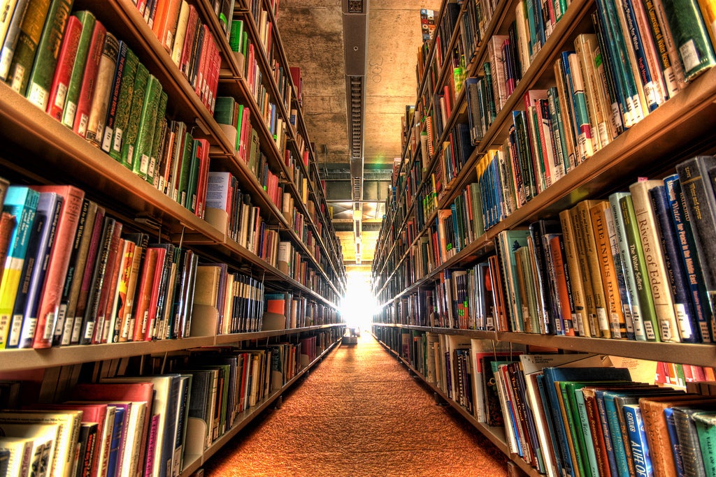 library shelves books stacks