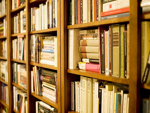 library shelves books