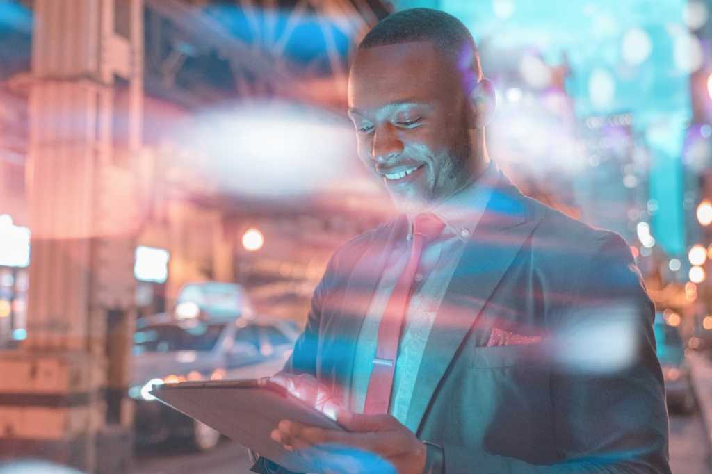 man on tablet web search internet browser