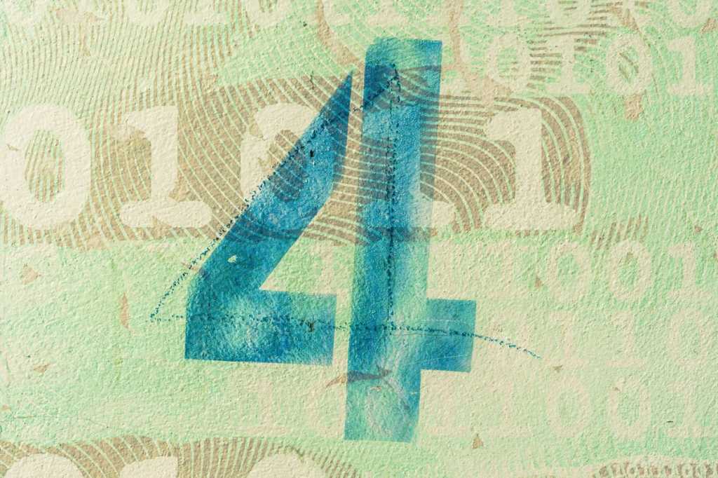 number 4 four with binary grunge background