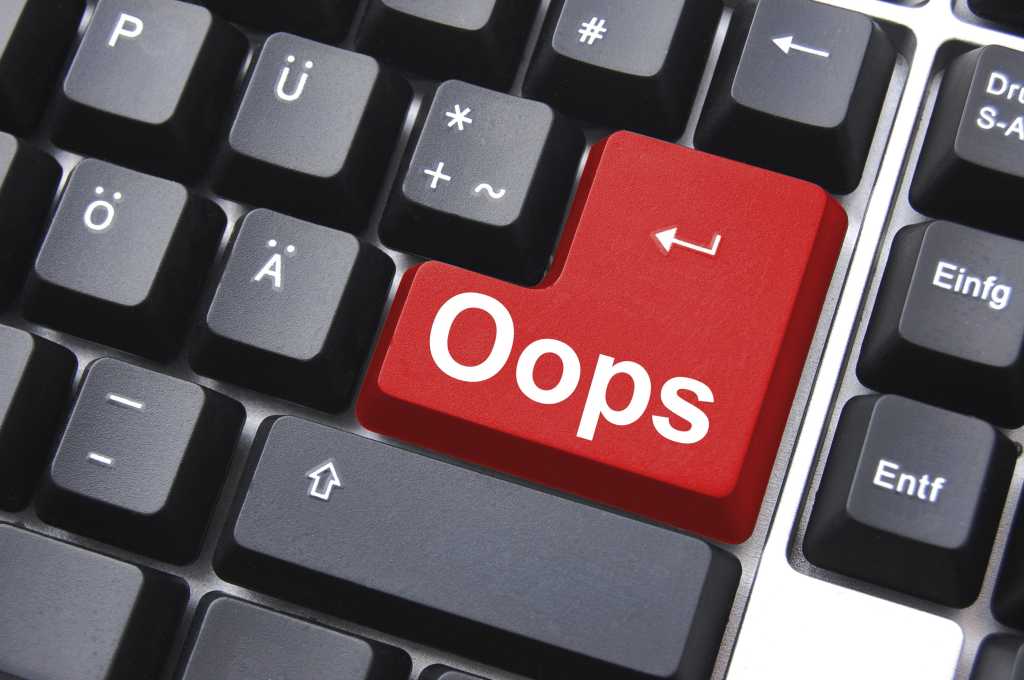 oops key showing mistake error or failure 96395168