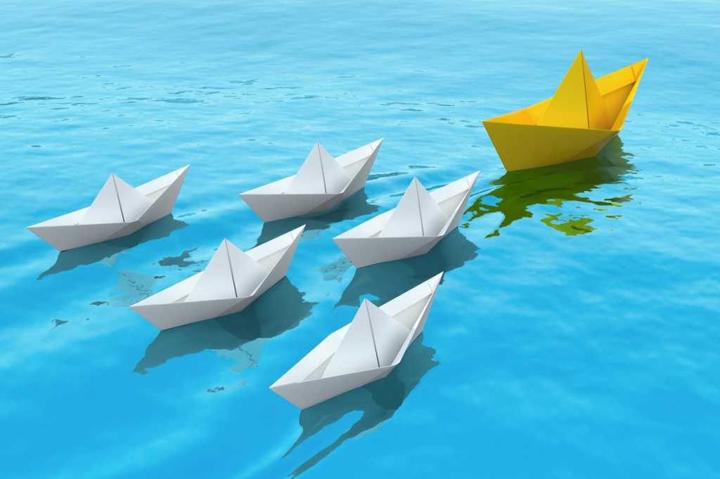 origami birds flock of ducks leader followers