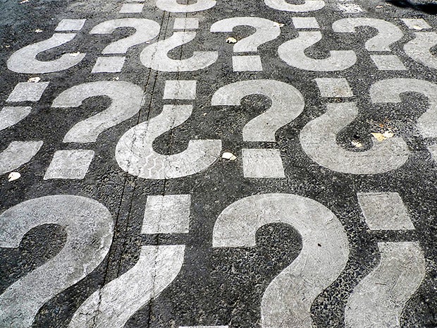 question marks pavement