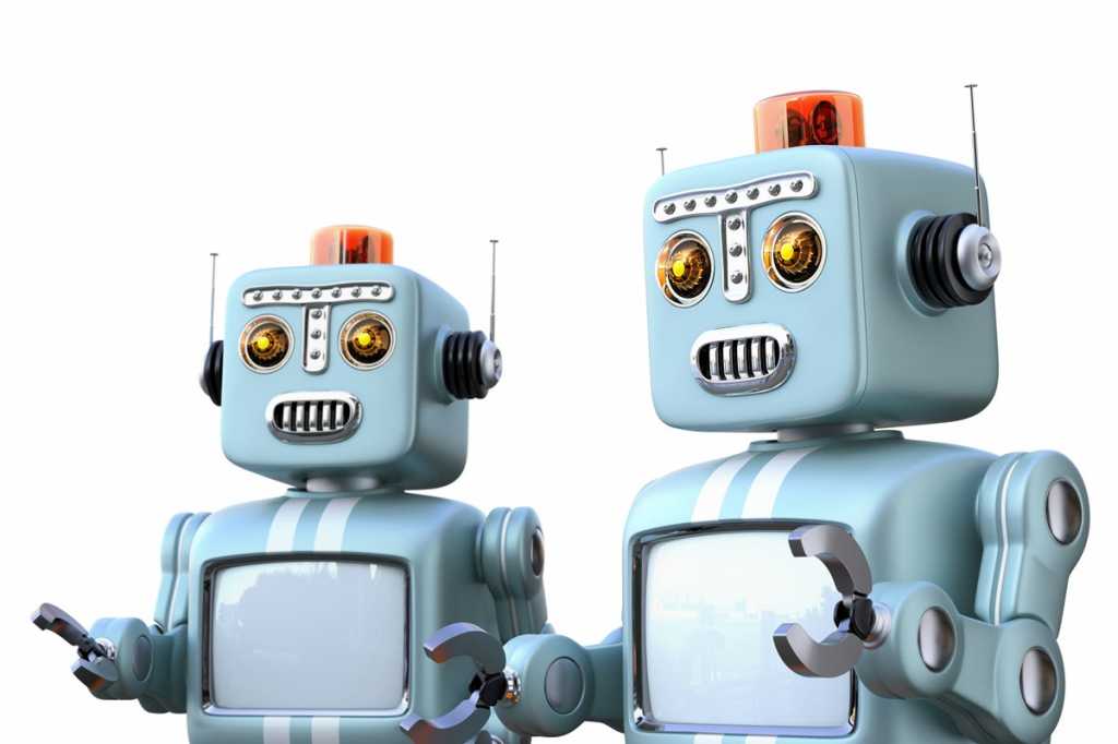 robots toy robot ai machine learning automation pair team teamwork