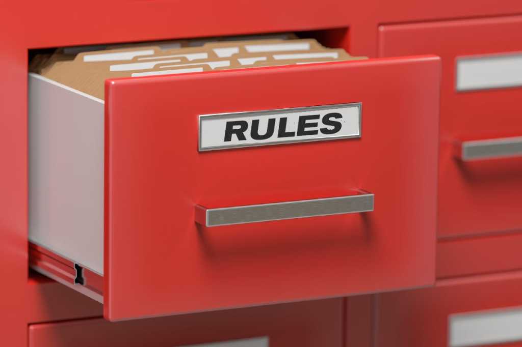 rules of engagement policies file cabinet card catelogue red file shelf compliance  by vchal getty