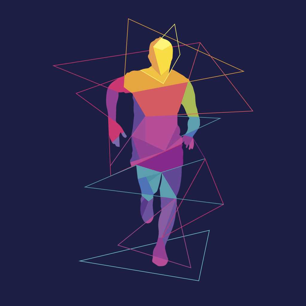 Graphic abstract man running