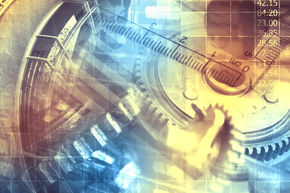 collage with gears machine data