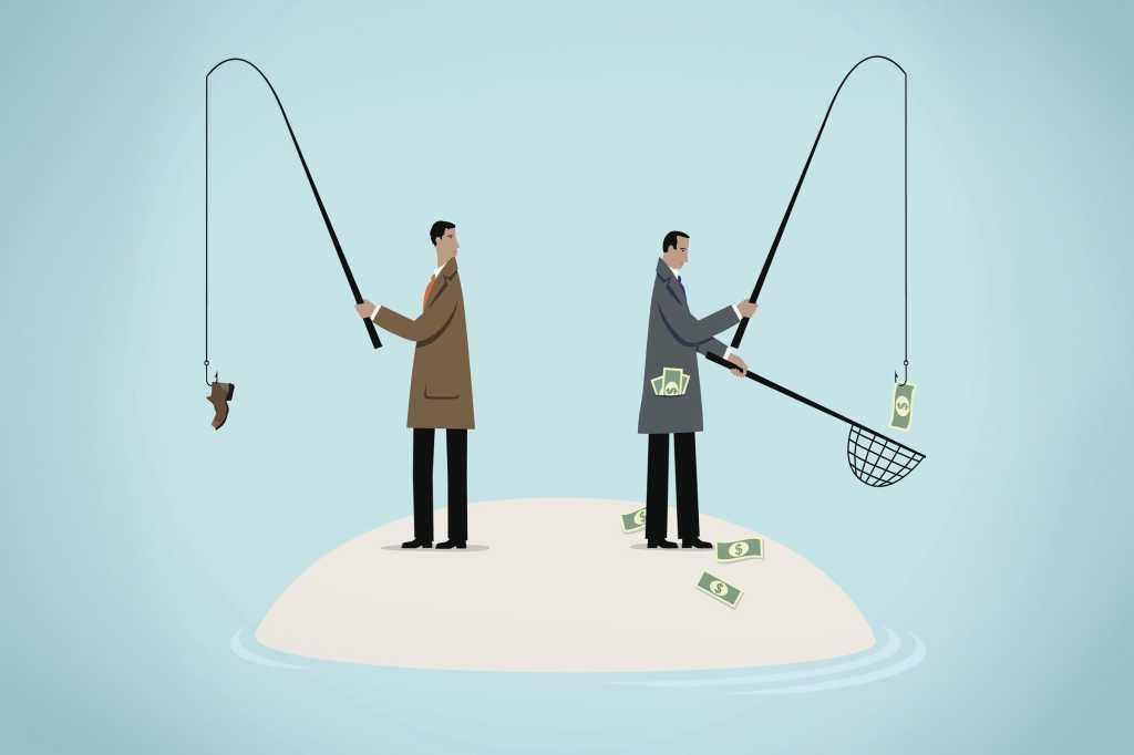 Testing skill, talent, or luck, fishing for money with success or failure.