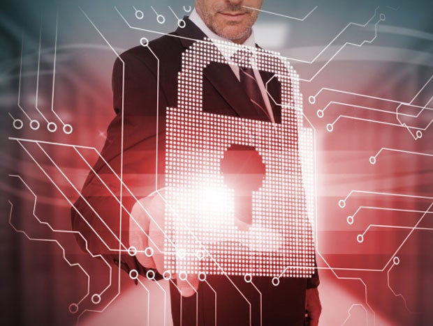 cybersecurity lock touch worker man