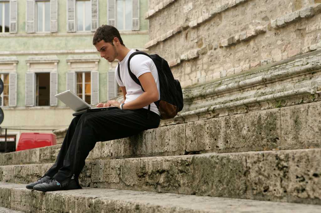 student laptop study university millennial