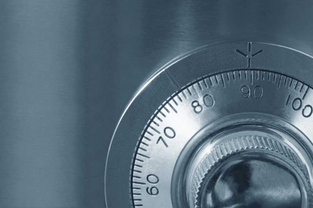 Closeup of combination safe