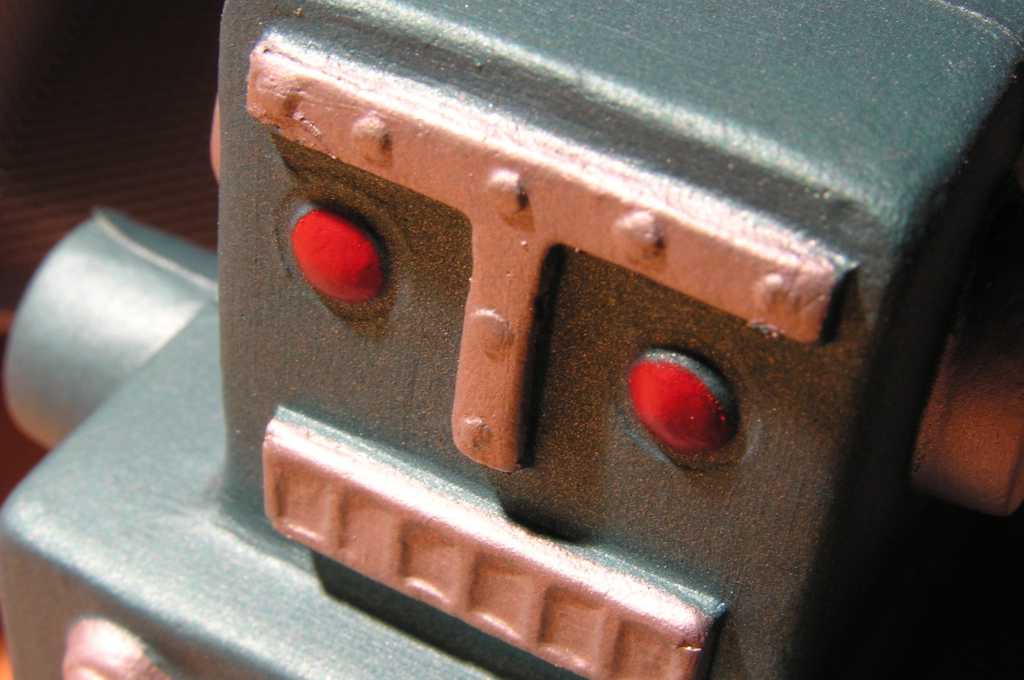 closeup of retro robot artificial intelligence