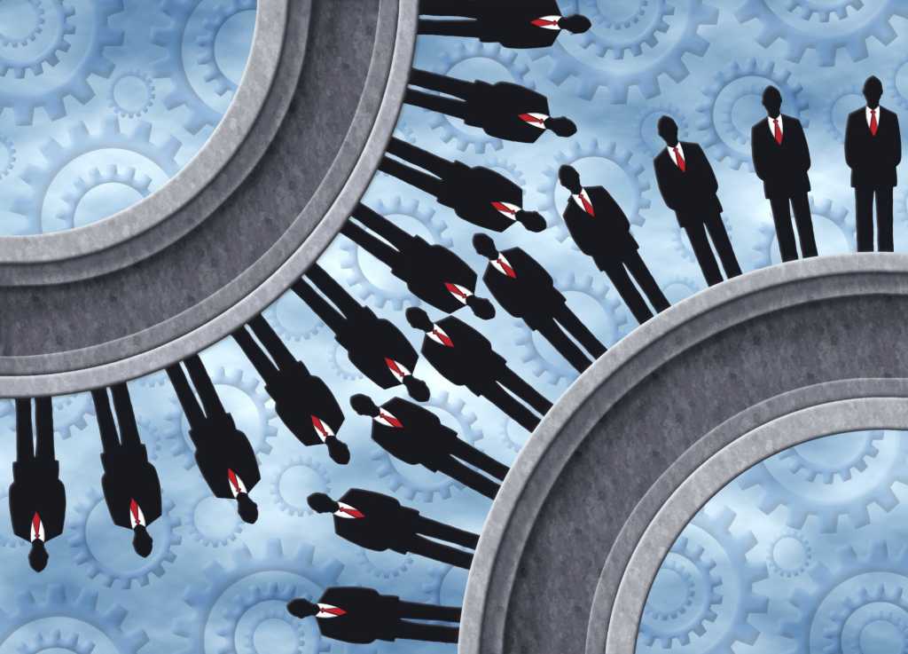 gears made out of illustrated men in suits