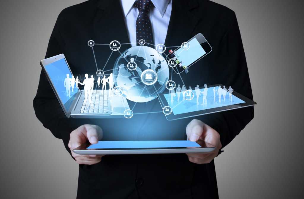 Man holding tablet with marketing automation