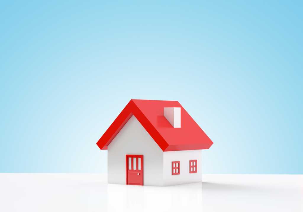 red toy house on blue background internet of things