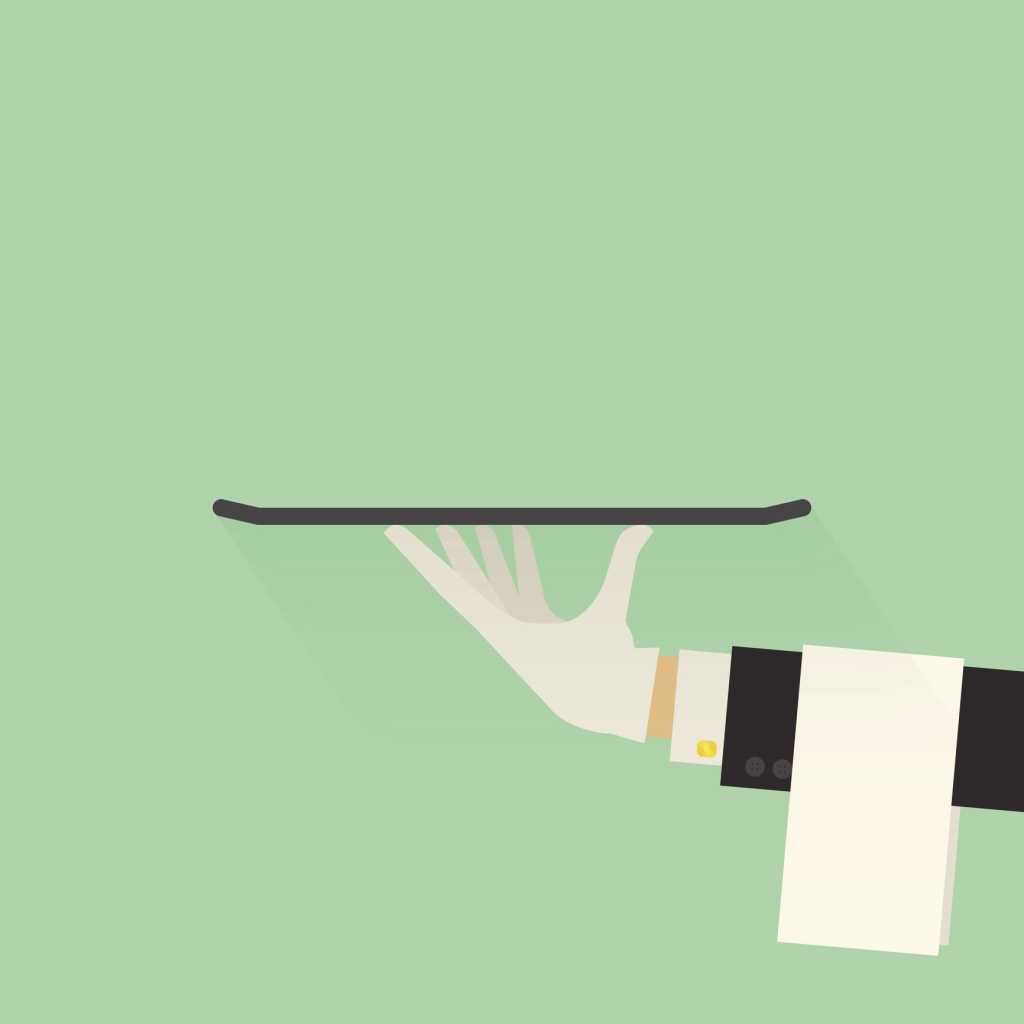 illustration of arm holding a serving tray