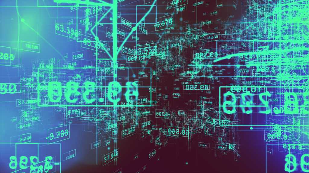 digital abstract financial numbers floating on screen