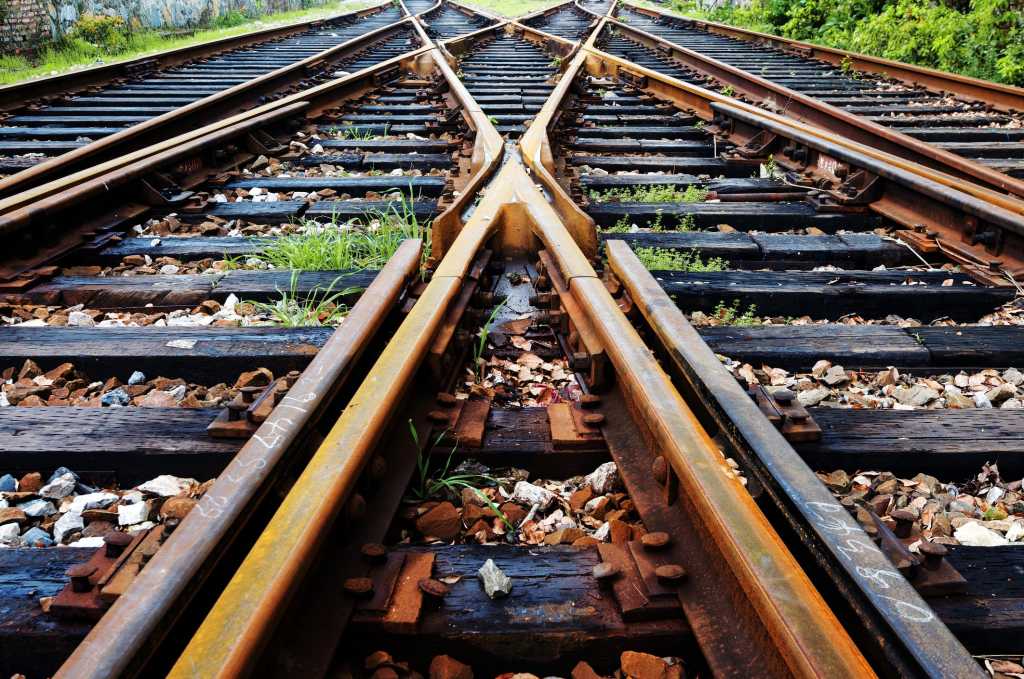 railroad tracks merging