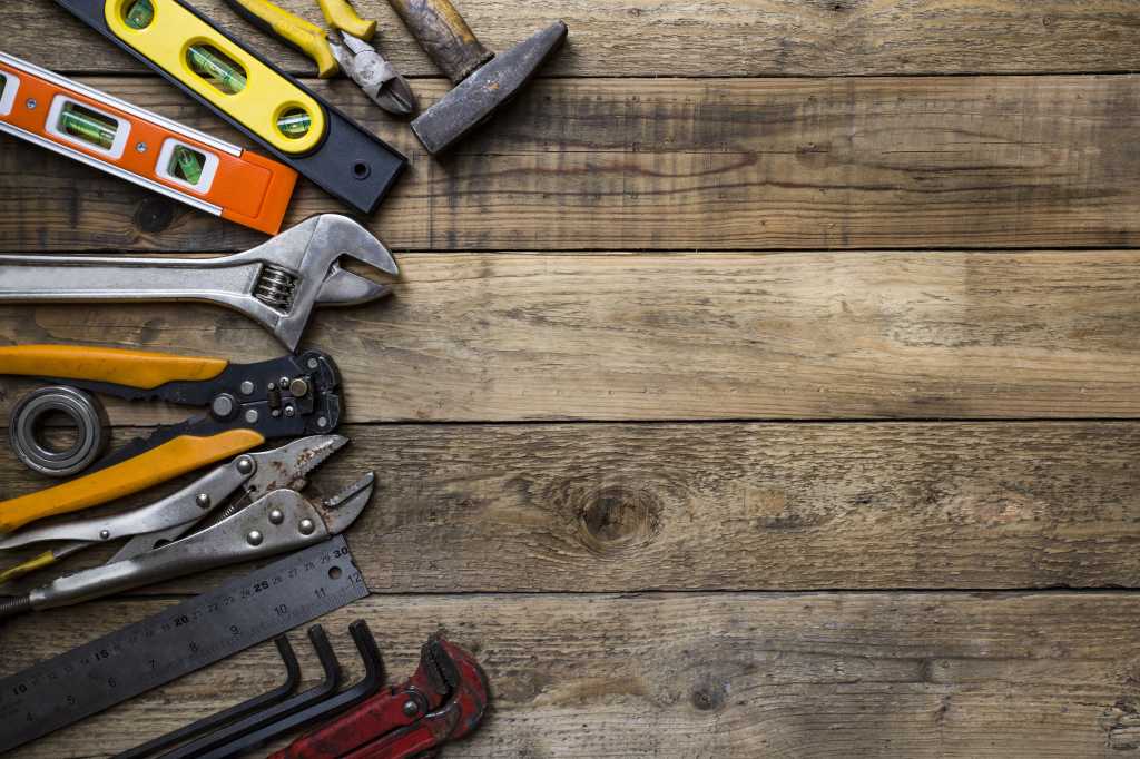 Tools on wood table