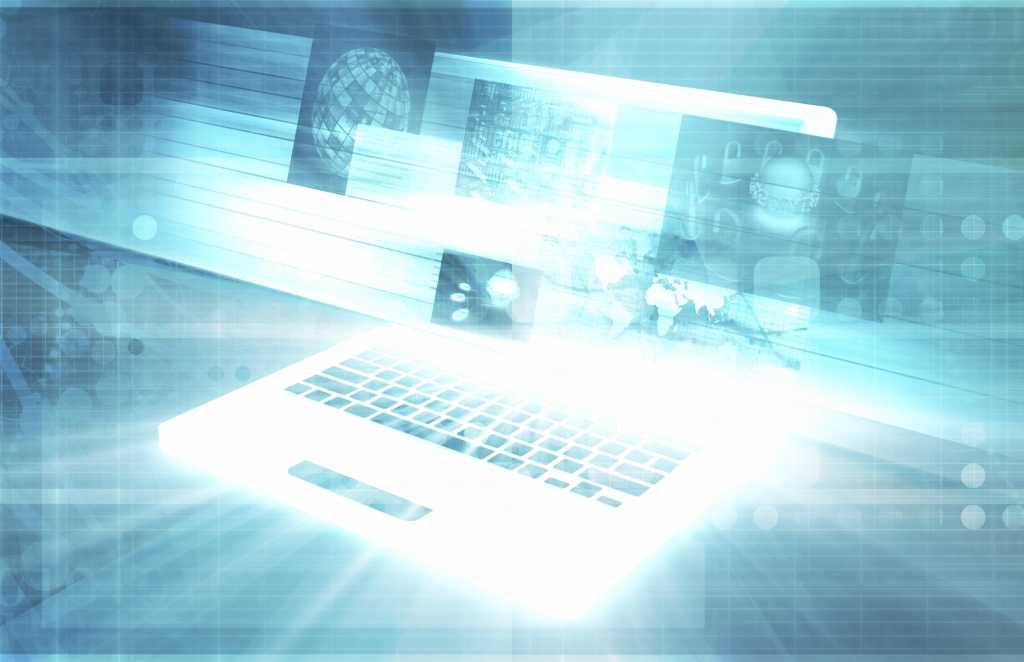 abstract glowing laptop