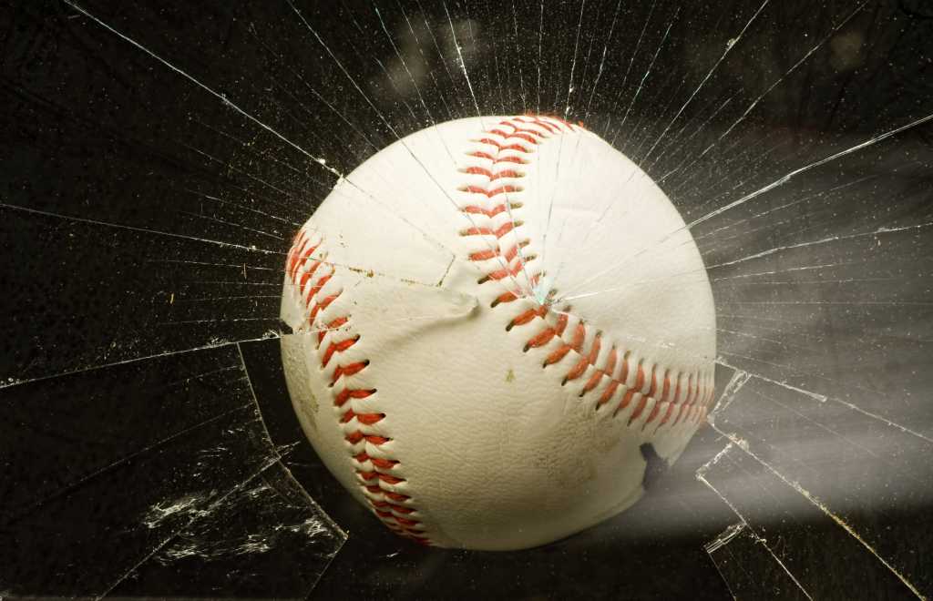 baseball breaking glass window