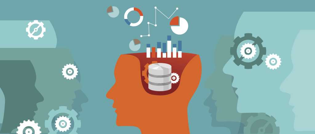 Brain with data and charts
