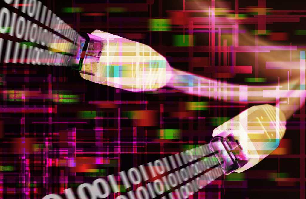 abstract ethernet network connection with binary numbers