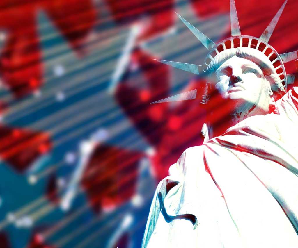 Collage of US flag and government icons