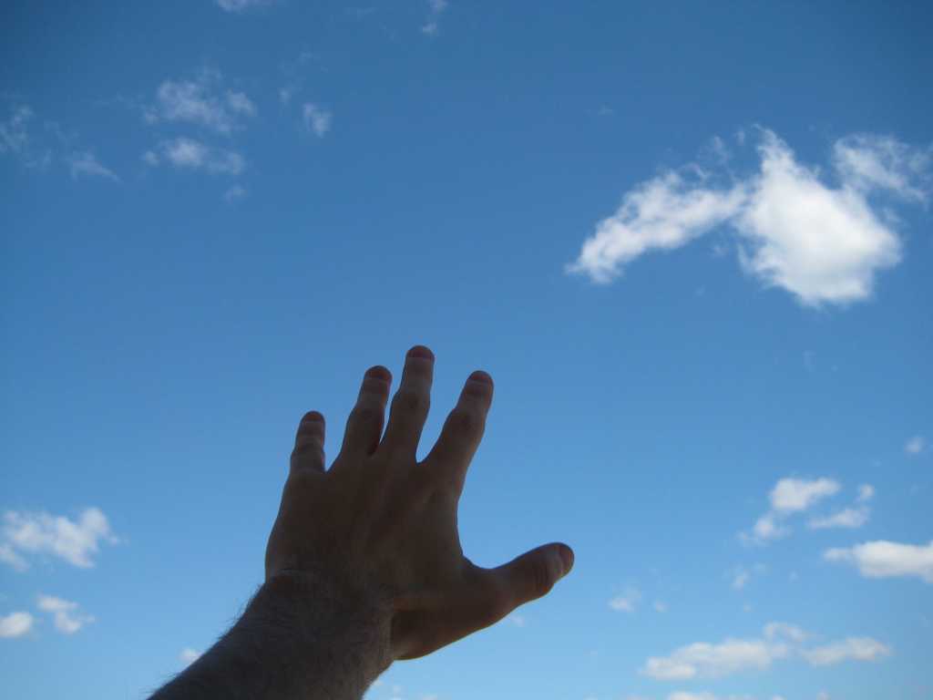 reach out sky cloud hand