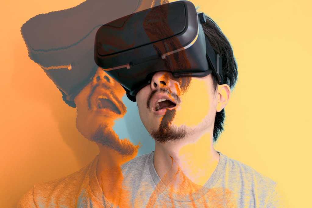 virtual reality millennial with headset augmented reality