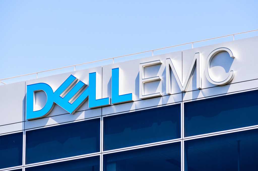 DellEmc logo at their headquarters in Silicon Valley