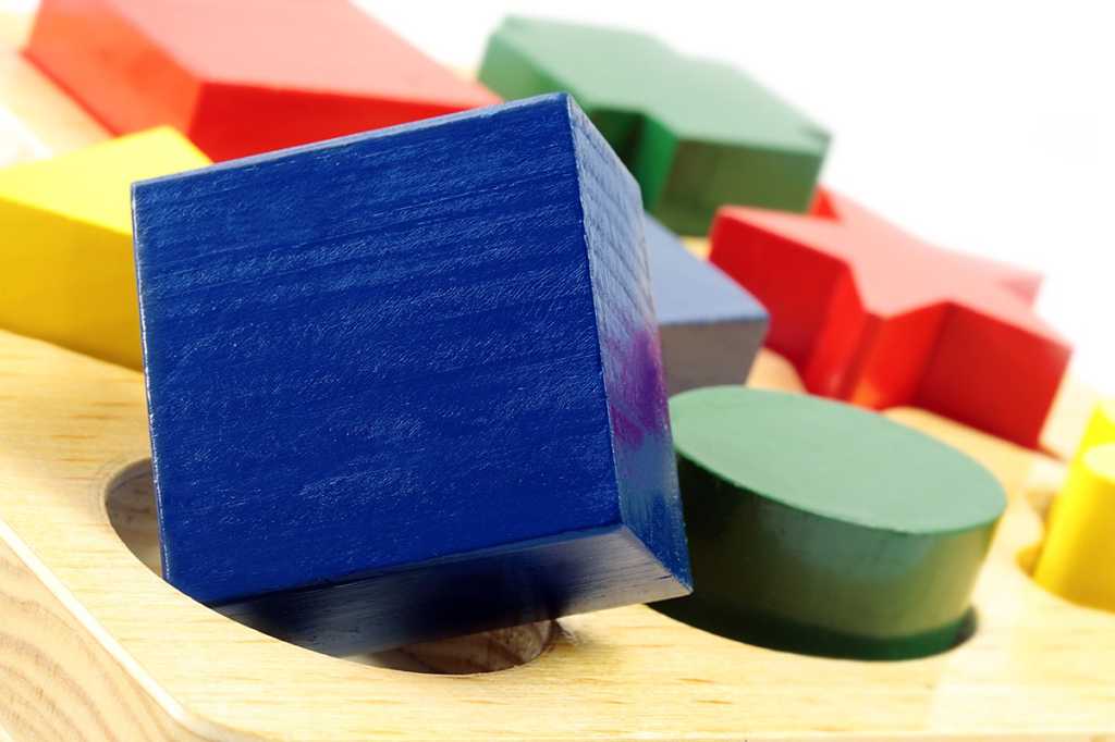 square peg in a round hole / wooden block shapes toy