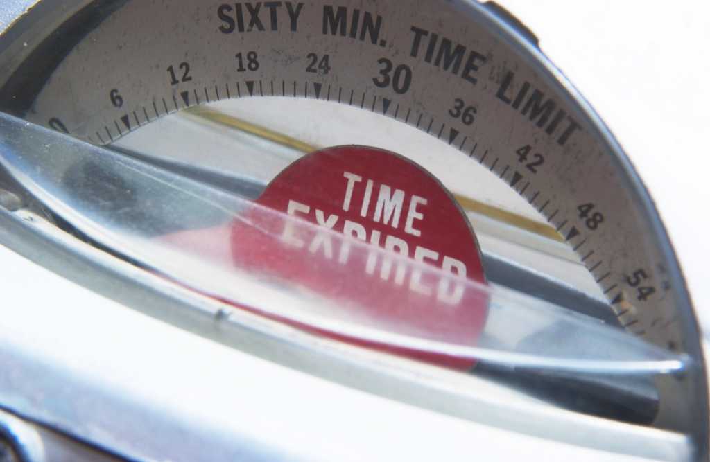 Parking meter with time expired