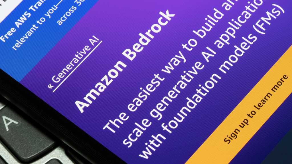 Webpage of Amazon Bedrock is seen on the Amazon website on a smartphone